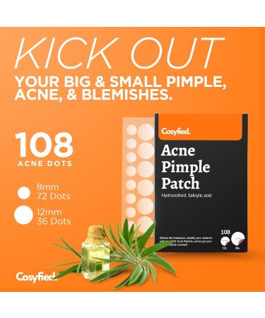 Cosyfied Acne Pimple Patch - Invisible Hydrocolloid Spot Cover for Zits & Blemishes | Korean Skincare with Tea Tree & Essential Oils - 108 Dots - Buy Online on GoSupps.com