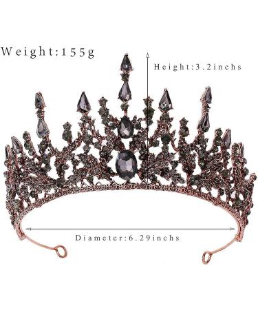 Florry Baroque Crystal Wedding Queen Crown for Brides - Black Halloween Costume Bridal Tiara - Buy Online on GoSupps.com
