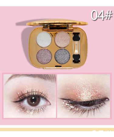 Glitter Eyeshadow Palette Makeup Set 4 Colors Shimmer Eyeshadow Palette Gold Eyeshadow Highly Pigmented Long Lasting Waterproof Sweatproof Professional Nude Eyeshadow Palette Make Up Palettes for Women Warm Natural Neutral Smokey Eye Eyeshadow Palette (4# - Buy Online on GoSupps.com