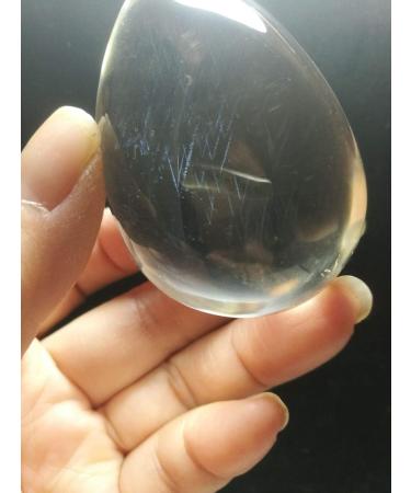 Natural Crystal Rough Rare Natural Clear Blue Rutiles Crystal Quartz Egg 2.28 Inch Spiritual Reiki yuebang