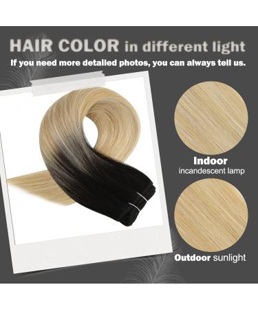 Moresoo Brown Human Hair Weft Balayage Sew in Extensions | Brown Root Ombre to Caramel Blonde | 16 Inch Real Human Hair | 100g/Pack #2/27/613 - Buy Online on GoSupps.com