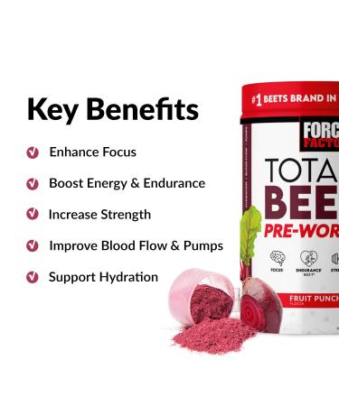 Buy FORCE FACTOR Total Beets Pre-Workout Powder | Boost Energy Strength & Blood Flow - Fruit Punch (30 Servings) | International Shipping Available - Buy Online on GoSupps.com