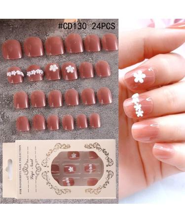 Acrylic Press On Nail Art Tips with Jelly Stickers Fake Nails Love Heart Short Square Pink Purple(CD140) - Buy Online on GoSupps.com