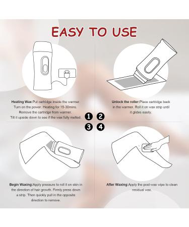 2023 New Roll on Wax Rose Hair Removal Kit - 4 Pack Cartridges with Strips and Wax Wipes - Leg, Arm, Underarm Depilatory Waxing Set - Buy Online on GoSupps.com