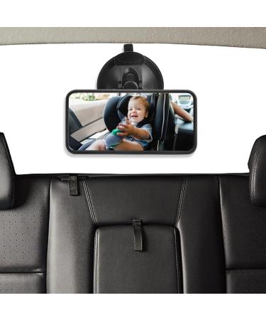 360 Auto Return Baby Car Mirror | Safe Rear Seat Baby Monitoring | Black 12x6cm - Buy Online on GoSupps.com