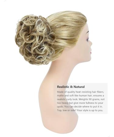 Yamel Curly Bun Hairpiece in Sandy Coffee to White Blonde - Synthetic Updo Extensions for Women - Buy Online on GoSupps.com