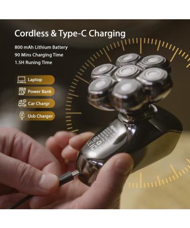 Buy Wyklaus 5-in-1 Head Shaver for Bald Men | IPX7 Waterproof Electric Razor & Grooming Kit | USB Rechargeable 7D Rotary Shaver with LED Display - Buy Online on GoSupps.com