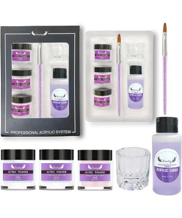 Anself Acrylic Nail Kit Acrylic Powder & Liquid Set with Nail Brush 3 Colors Nail Powder Kit for Beginners Nail Art DIY Nail Beauty Tools - Buy Online on GoSupps.com