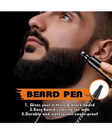 Beard Filler Pen For Men Black Beard Filler For Fuller Beard Black Beard Pencil For Beard Filling Long Lasting Sweatproof For Define Sharpen Hair Beard Eyebrow - Buy Online on GoSupps.com