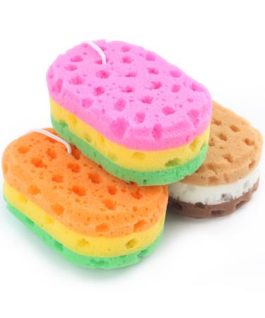3 Pcs Bath Sponge for Women/Men/Teenager  Exfoliating Bath Sponge Body Sponges Shower  3 Colors Pouf Foam Loofahs Sponge to Spa Reusable 3 Count (Pack of 1)
