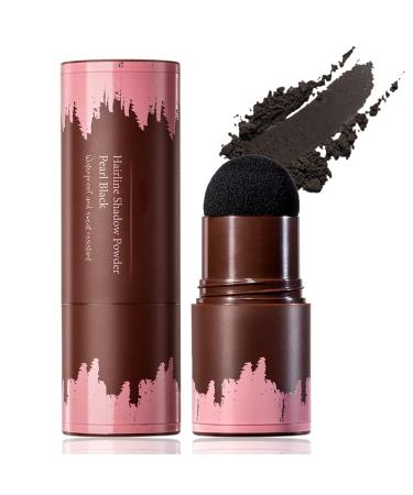 Hair Powder - Quickly Root Touch Up - Hairline Shadow Powder Stick - Waterproof Longlasting for Thicker Fuller Looking - Cover Thin Grey Hair Root Concealer - Modify Forehead Eyebrow Sponge (BLACK)