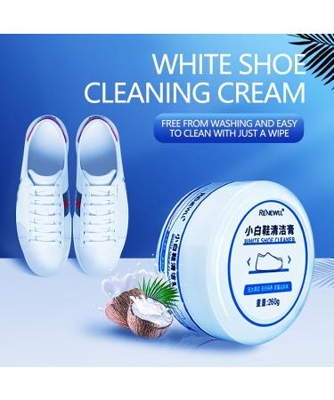 COTTNY New 260g White Shoe Cleaning Cream Shoes Whitening Cleansing Cream w/ Sponge Shoes Cleaner Cream for White Canvas Shoes Multi-functional Yellowing Whitening Sneaker Stain Remover Kit (1PC) - Buy Online on GoSupps.com