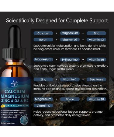 (2 Pack) 10 in 1 Magnesium Calcium Zinc Supplement with Vitamin C D3 K2 Glycinate Mag Vegan Liquid Drops Plus L-Theanine Boron Sea Moss Extract Immune Support Bone Sleep & Leg Cramps 1 Fl Oz Lemon 1 Fl Oz (Pack of 2) - Buy Online on GoSupps.com