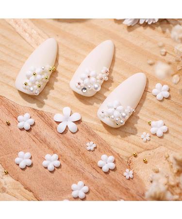 Sanwood White Blossom Five Petal Flower Charms - Nail Art Decoration & DIY Crafts Accessory - Buy Online on GoSupps.com