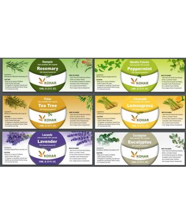 100% Pure Aromatherapy Essential Oils Diffuser Gift Set - Lavender Eucalyptus Tea Tree Rosemary Lemongrass & Peppermint - 6 x 10 mL - Buy Online on GoSupps.com
