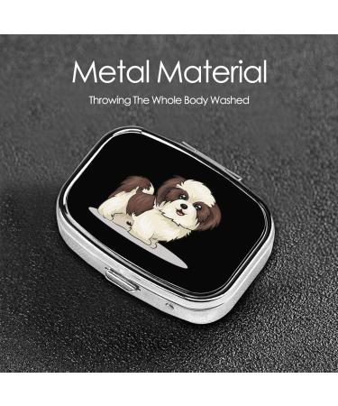 Shih Tzu Dog Portable Mini Travel Pill Box - Square Vitamin Organizer for Daily Reminders - Buy Online on GoSupps.com