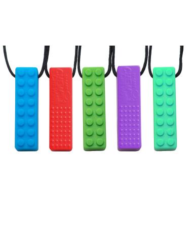 Tilcare Chew Chew Chew Sensory chewing necklace - preferably for children or adults who like to bite or autism - durable and strong silicone play stuff - Colar for boys and girls 5 -pack