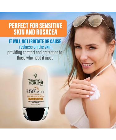 Natural Sunscreen SPF 50 - Non-Greasy Lightweight UVA/UVB Protection for All Skin Types - Water-Resistant Facial Cream 50 ml - Buy Online on GoSupps.com