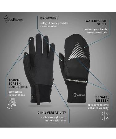 TrailHeads Men's Waterproof Reflective Touchscreen Running Gloves - Black (Medium-Large) - Buy Online on GoSupps.com