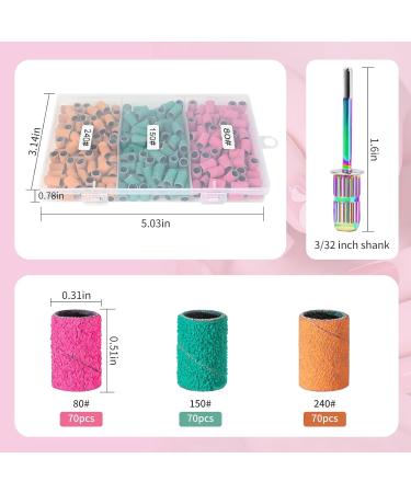 Sanding Bands for Nail Drill - KOYOPEPI 210Pcs #80#150#240 Grit Coarse & Fine Nail Bits in Orange Green Pink - International Shipping Available - Buy Online on GoSupps.com