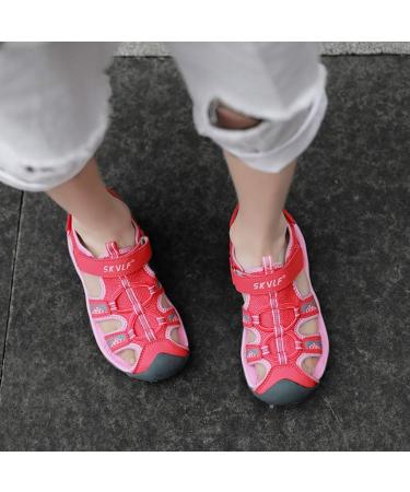DADAWEN Kids Outdoor Water Sandals - Breathable Closed-Toe Athletic Shoes, Hot Pink (Size 3 Little Kid) - Buy Online on GoSupps.com