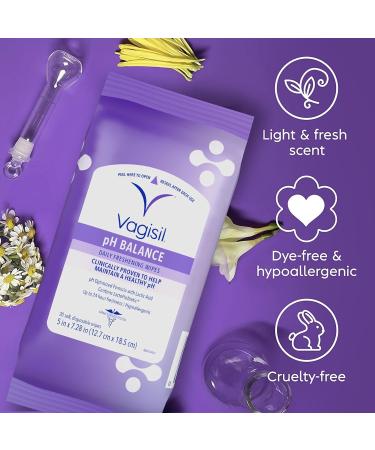 Vagisil pH Balance Daily Freshening Wipes - Gynecologist Tested Hypoallergenic Feminine Hygiene 20 Wipes in Resealable Pouch - Buy Online on GoSupps.com