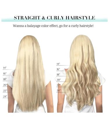 Doores Real Hair Extensions Clip - Ash Blonde Highlights Platinum Blonde 16 Inch 150g Remy Human Hair 9 Pieces - Natural Clip-In Hair Extensions - Buy Online on GoSupps.com