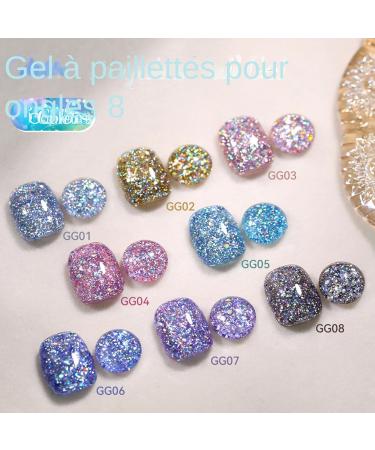 Vernis Gel Paillettes | Gel Scintillant Artistique Kit de 8 Couleurs Paillet es pour Soin des Ongles Cr ation Manucure P dicure Femmes - Buy Online on GoSupps.com