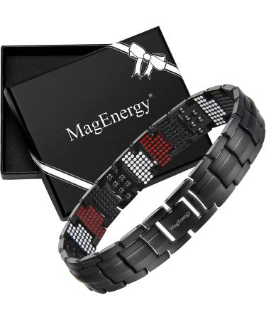 MagEnergy Pure Titanium Bracelet for Men - 4 Elements, 591pcs Minerals - Magnetic Bracelet for Anniversary, Christmas, Valentine's Day - Black - Buy Online on GoSupps.com