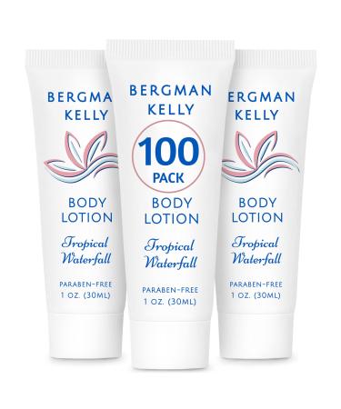 BERGMAN KELLY Travel Size Lotion (1 fl oz 100 PK Tropical Waterfall) Delight Your Guests with a Invigorating and Refreshing Body Lotion Quality Mini and Small Size Guest Hotel Toiletries in Bulk 1 Ounce (Pack of 100)