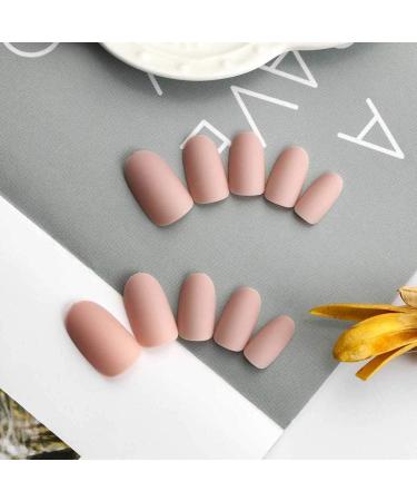 Buy Huil Oval Matte Fake Nude Ballerina Nails - Full Cover False Nail Tips for Women & Girls | International Shipping Available - Buy Online on GoSupps.com