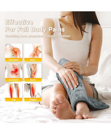 Large 3.4lb Weighted Heating Pad for Back Pain Relief - Fast Heating, 4 Levels, Auto Shut Off - Dry/Moist Therapy Options - Washable - 20x24 Grey - Buy Online on GoSupps.com