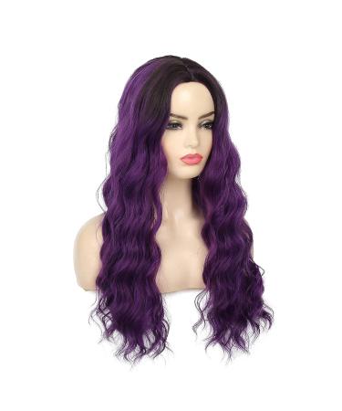 Swiking Ombre Purple Curly Wavy Long Wig for Women | Black Root, Natural & Colorful | Breathable Wig Net | Ideal for Daily Wear, Parties & Cosplay - Buy Online on GoSupps.com