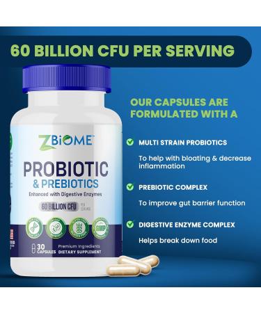 Prebiotics and Probiotics for Men & Women 60 Billion CFU with 10 Strains Pre and Probiotics with Acidophilus for Immune, Gut Health, Digestive Support, Constipation,Diarrhea, Gas & Bloating -30ct 30 Count (Pack of 1) - Buy Online on GoSupps.com