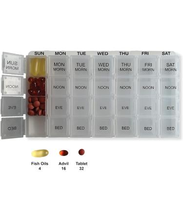 ProMed Weekly 4x Daily Pill Organizer - 7 Day Medication & Vitamin Case | Ergonomic BPA-Free Removable Compartments - Buy Online on GoSupps.com