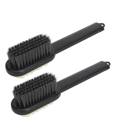 Double-Sided Shoe Cleaning Brush Set - Long Handle Space-Saving Design Ultra-Fine Fiber Bristles for Leather Care & Stain Removal - 2 Piece - Buy Online on GoSupps.com