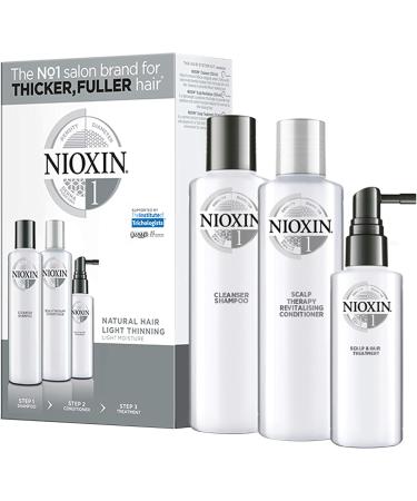 Nioxin 3-Part System | System 1 | Natural Hair with Light Thinning Hair Treatment | Scalp Therapy | Hair Thickening Treatment Shampoo + Conditioner + Scalp and hair treatment combo 3 Piece Set - Buy Online on GoSupps.com