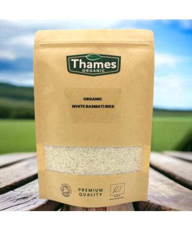 Organic White Basmati Rice-Certified Organic Non-GMO Vegan No Additives No Preservatives Resealable Bag by Thames Organic 1kg - Buy Online on GoSupps.com