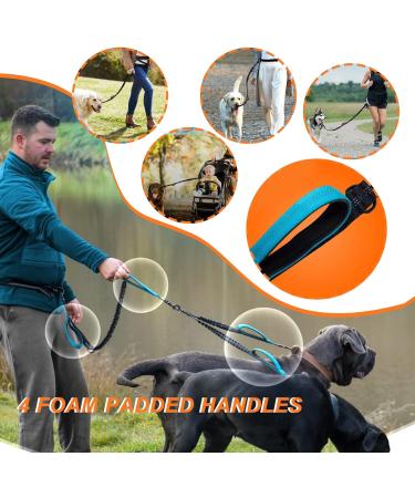 KAYTOW Hands Free Double Dog Leash Dual Dog Leash for Medium and Large Dogs Dog Leash for 2 Dogs with Padded Handles Reflective Stitches No Pull Tangle Free (Blue for 2 Dogs) - Buy Online on GoSupps.com