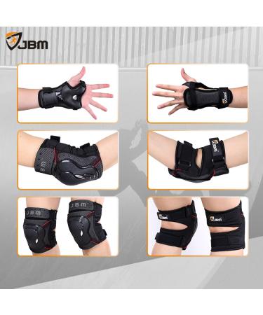 JBM Adult BMX Bike Knee Pads Elbow Pads Wrist Guards Set - Black | Protective Gear for Biking, Riding, Cycling, Multi Sports, Scooter, Skateboard - Buy Online on GoSupps.com