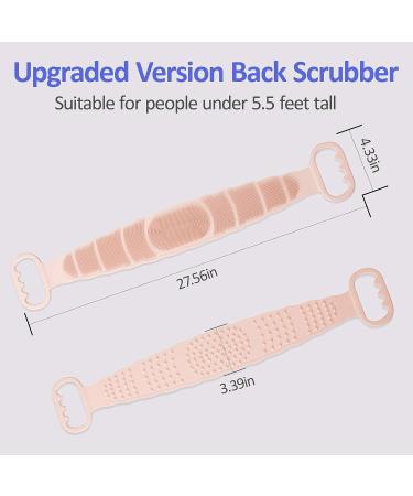 Silicone Long Exfoliating Body Scrubber for Shower | Easy to Clean | Improves Blood Circulation | Skin Smoothing | Pink - Buy Online on GoSupps.com