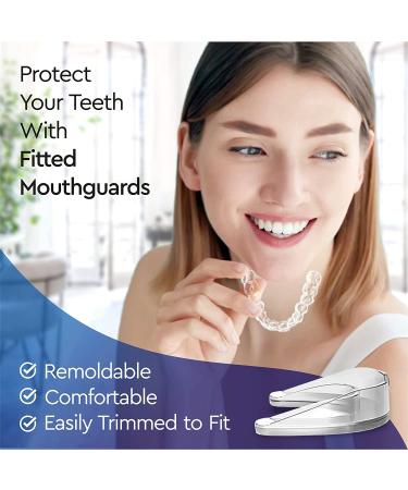 Professional Moldable Mouth Guard for Teeth Grinding - 2 Sizes, 4 Pieces Set - Night Guard for Bruxism & Clenching - Antibacterial Dental Guard Case Included - Buy Online on GoSupps.com