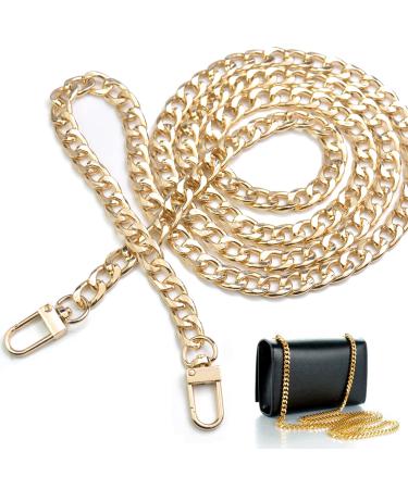 47 Inch Purse Chain Strap Shoulder Crossbody Replacement Straps with Metal Buckles, Gold Chain Strap for Purse Crossbody Handbag (Gold)