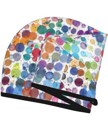 Colorful Watercolor Dots Microfiber Hair Towel - Soft Super Absorbent Wrap for Long Curly & Thick Hair | Quick Dry Coral Velvet Cap for Women - Buy Online on GoSupps.com