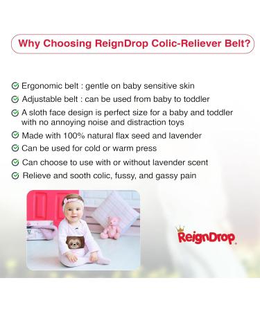 ReignDrop Stomach Wrap for Newborns - Gas & Colic Relief Baby Belt with Flaxseed & Lavender - Sloth Design - Buy Online on GoSupps.com
