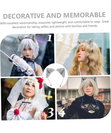 PLAFOPE 1pc Plush Cat Ear Headband Girl Outfit Cute Fox Ear Hairband Cosplay Hair Wear Headdress for Clothing Cosplay Headdress Halloween Cat Fox Ear Plush Headband Cat Outfit Metal One Size Grey - Buy Online on GoSupps.com