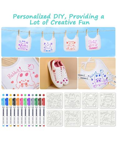 12 Pack Aolso Baby Bibs for Painting | Waterproof Bibs with Textile Pens & Drawing Templates | Perfect Baby Shower Gifts - Buy Online on GoSupps.com