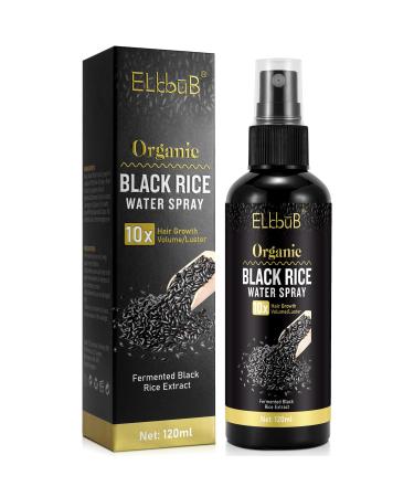 Black Rice Water Hair Growth Serum Spray - Natural Vegan Hair Regrowth Treatment for Men & Women with Castor Oil and Ginger - Ideal for Damaged Dry Hair - Enhances Thickness Length Luster