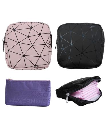 Borisca 3PCs Tampon Storage Pocket Periods Bag for On the way with zipper women bands Storage bag Waterproof binding bag Small portable tampon bag for women and girls