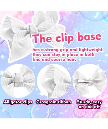 White Bow Hair Clips Set for Girls - 6Pcs Alligator Clips Hair Accessories for Kids and Teens - Buy Online on GoSupps.com